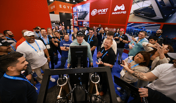 Mark Wahlberg on treadmill at HFA Show